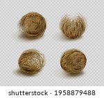 Tumbleweed, dry weed ball isolated on transparent background. Vector realistic set of western desert dead plants, rolling dry bushes, old tumble grass in prairie