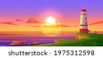 lighthouse on sea shore at... | Shutterstock .eps vector #1975312598