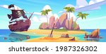 tropical island with treasure... | Shutterstock .eps vector #1987326302