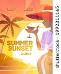 Summer Sunset Poster With...