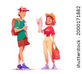 tourists backpackers learning... | Shutterstock .eps vector #2000171882