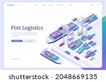 port logistics isometric... | Shutterstock .eps vector #2048669135