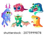 monsters set  cute cartoon... | Shutterstock .eps vector #2075999878