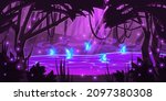 night magic forest with glowing ... | Shutterstock .eps vector #2097380308