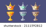 cartoon crowns and cups for... | Shutterstock .eps vector #2111592812