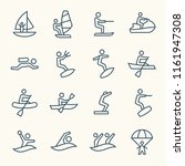 Water Sports Line Icons