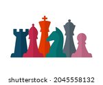 chess pieces flat vector... | Shutterstock .eps vector #2045558132