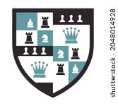 chess emblem. shield with chess ... | Shutterstock .eps vector #2048014928
