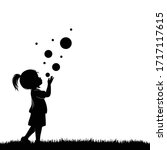the little girl blew silhouette ... | Shutterstock .eps vector #1717117615