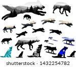 Set Of Wolves. Silhouettes....