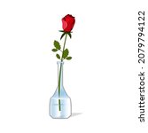 vase with red rose. cartoon... | Shutterstock . vector #2079794122