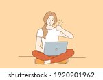 freelance  online distant work  ... | Shutterstock .eps vector #1920201962