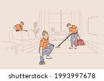 people working as cleaners in... | Shutterstock .eps vector #1993997678