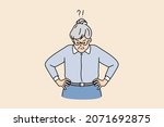 angry old caucasian woman... | Shutterstock .eps vector #2071692875