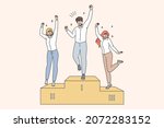 overjoyed people winners stand... | Shutterstock .eps vector #2072283152