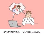 dreaming of love and online... | Shutterstock .eps vector #2090138602