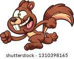Cartoon happy running squirrel clip art. Illustration with simple gradients. All in a single layer. 