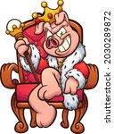 king pig with evil smile... | Shutterstock .eps vector #2030289872