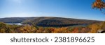 Small photo of Golden fall panorama landscape Allegheny state park Rimrock view copy space background