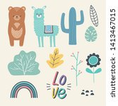 bear and llama cartoon design... | Shutterstock .eps vector #1413467015