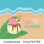hello summer poster with beach... | Shutterstock .eps vector #1416792785