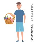 man cartoon having picnic design | Shutterstock .eps vector #1441115498