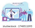 online doctor  couple with... | Shutterstock .eps vector #1748511095