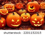 Halloween Pumpkins And Autumn...