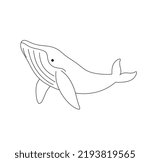 Vector Isolated Floating Whale...