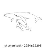 Vector Isolated Two Whales Big...