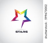 colorful 3d star logo with... | Shutterstock .eps vector #599673002