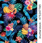 seamless pattern with tropical... | Shutterstock .eps vector #475247785