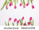 Pink Tulips Isolated On White...