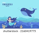 cute mermaid with big blue... | Shutterstock .eps vector #2160419775