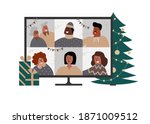 online christmas celebration in ... | Shutterstock .eps vector #1871009512