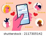 hand of person hold cellphone... | Shutterstock .eps vector #2117305142