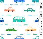 watercolor pattern with cars... | Shutterstock . vector #1933048835