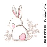 Hand Drawn Cute Bunny  Print...