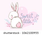 Hand Drawn Cute Rabbit Vector...
