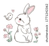 Hand Drawn Bunny And Little...