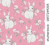 Cute Rabbits And Flower...