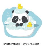 take a bath panda bear hand... | Shutterstock .eps vector #1919767385