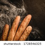 freshly bread baguettes on... | Shutterstock . vector #1728546325