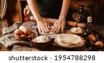 woman hands rolls the dough... | Shutterstock . vector #1954788298