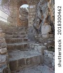 Small photo of Omis, Croatia - July 23, 2021: Stairs leading to the Mirabela fortress in the historic city of Omis.