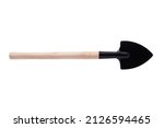 Small photo of Garden trowel in isolated with clipping path.A tool for scooping, splashing, or scooping up soil, similar to a pickaxe, but larger, flat in shape, with a long handle.