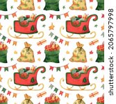 Seamless Pattern With Sleigh...