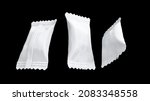 Flying Candy Wrapper Packaging White polyethylene package, Snack bar 3d illustration