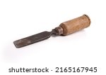 Small photo of Old rusty chisel isolated on a white background Woodworking carpenter chisel tool