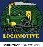 This design features an 1840s Victorian steam locomotive train. 